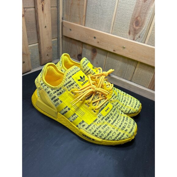 Adidas NMD_R1 V2 All Over Print Yellow Sneakers Size 12 Mens Athletic Shoes - Picture 1 of 12